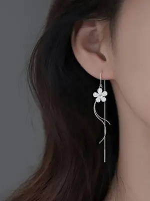 Flower Decor Threader Earrings