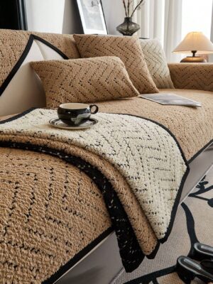 1pc Modern Simple Style Slip-Resistant Sofa Cover With Pleats, Universal, Anti-Dust, Anti-Dirt, Easy To Clean, Pet-Friendly, Suitable For All Seasons