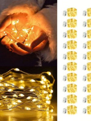 1/5/10/20 Pack String Fairy Lights 20LED 7.2feet/2m Silver Copper Wire Battery Powered Decorations Lights For DIY Crafts Wedding Party Decor