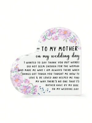 1Pc Keepsake Acrylic Heart Plaque Sign Thank You Mother Gift For Home Desktop Decor,Gifts For Mother Of The Bride From Daughter