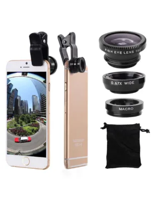 1pc Universal 3-in-1 Clip-on Smartphone Camera Lens Set (wide Angle, Macro, Fisheye Lens)