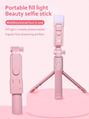 Multi-Function Fill Light With Beauty Selfie Stick And Foldable Phone Holder Tripod