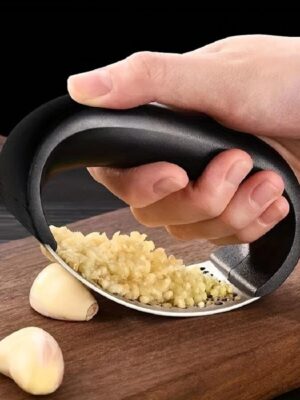 1pc Stainless Steel Garlic Press Chopper Cutter, Manual Garlic Crusher Masher Slicer Tool
