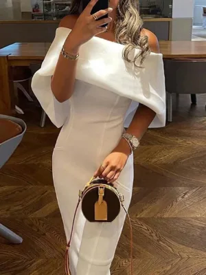 Women Off Shoulder Fishtail Evening Dress Cocktail Party Dress