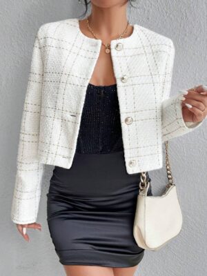 Privé Plaid Pattern Button Front Overcoat