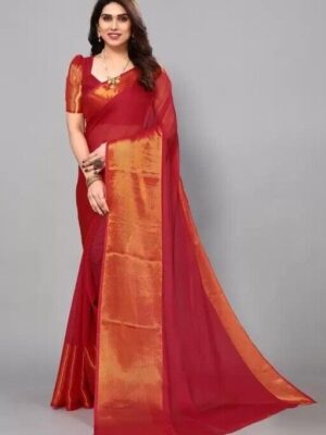 Indian Ethnic Soft silk Saree Blouse Zari Woven Jaquard Print Women Sari