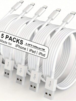 5pcs 1m/3.3ft Extra Long Charging Cord Compatible With IPhone, Quick Charge & High-Speed Data Sync Usb Cable Compatible With Iphone 14 Plus/13/12/11 Pro Max/Mini/Xs...