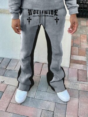 Men's Loose Jogger Sweatpants With Drawstring Waist And Letter Print