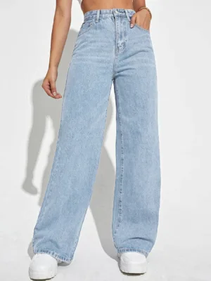 EZwear High Waist Wide Leg Jeans