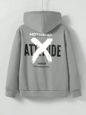 Tween Boy Slogan Graphic Hooded Sweatshirt