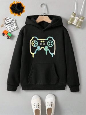 Tween Boys' Cool Video Game Controller Printed Casual Long Sleeve Hoodie