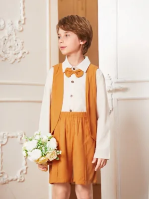 Tween Boy Fashionable Solid Color Gentleman Clothes
