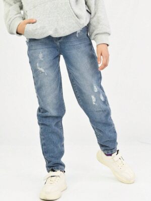 Tween Boy Ripped Washed Tapered Jeans