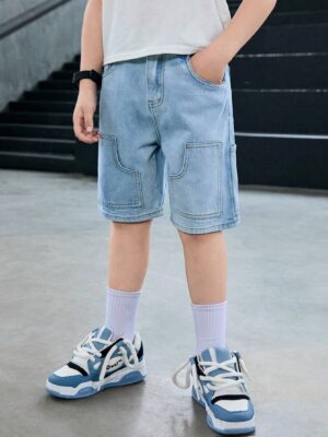 Tween Boy Loose Fit Straight Leg Workwear Denim Shorts