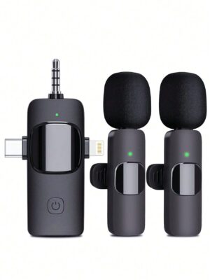 K15 Wireless Microphone Compatible With Iphone/Android/Camera/Ipad/Pc, Portable Mini Mic Plug & Play, Suitable For Live Streaming, Interview, Video Recording