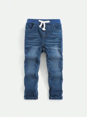Young Boy Straight Leg Drawstring Denim Pants