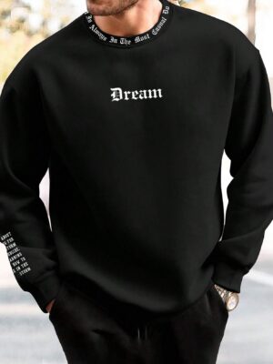 Manfinity Homme Loose Fit Men's Slogan Graphic Sweatshirt