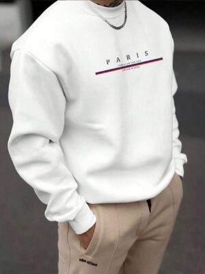 Manfinity Homme Men's Warm Lined Letter Graphic Casual Sweatshirt