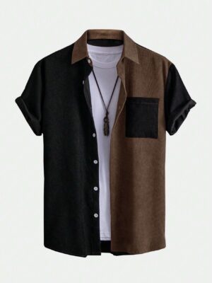ROMWE Prep Guys Color-block Print Shirt Without Tee