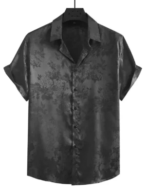 Manfinity RSRT Men Floral Jacquard Satin Shirt