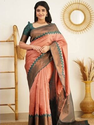 Indian Banarasi Silk Saree Kanjivaram Style Pure Silk Sarees With Blouse Piece