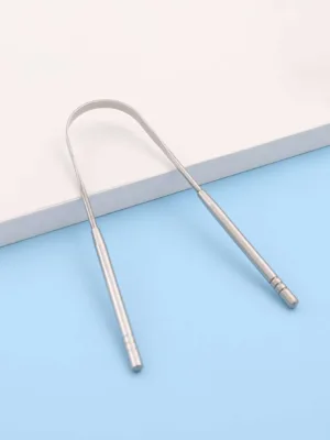 Titanium Color Tongue Scraper, 1pc Reduce Bad Breath Stainless Steel Tongue Cleaners, Metal Tongue Scrappers, Tongue Scraper Cleaner For Fresh Breath, Bad Breath Treatment For...