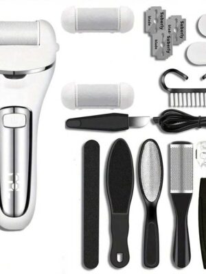 Electric Foot File & Callus Remover, 2 Speeds Electric Foot Scrubber, Rechargeable Pedicure Tool Set For Cracked Heels And Dead Skin, With 3 Roller Heads.