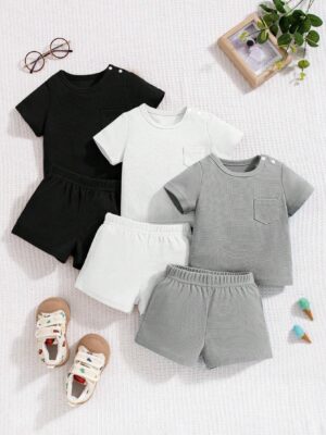 Summer Fashionable Casual Short Sleeve T-Shirt And Shorts Set For Baby Boys