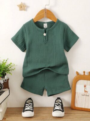 Baby Boy Single Button Top & Shorts