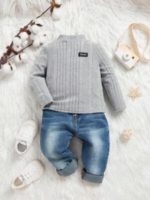 Baby Boy/Girl Casual Knitted Mandarin Collar Buttoned Cardigan, Slim Fit