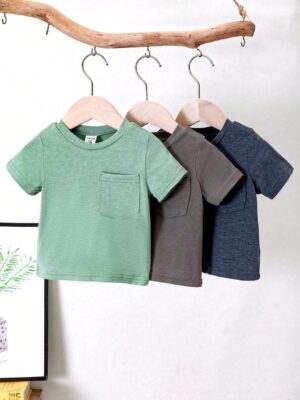 Baby Boy 3pcs Solid Patched Pocket Tee