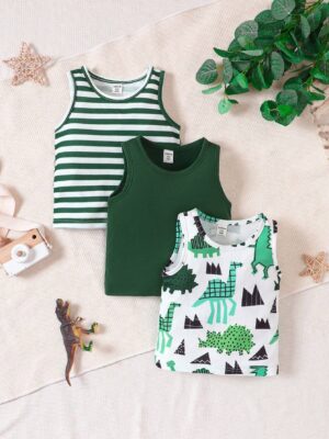 Baby Boy 3pcs Cartoon Graphic Tank Top