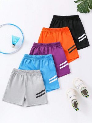 5pcs/Set Baby Boys' Everyday Casual Sports Breathable Quick-Drying All-Match Athletic Shorts