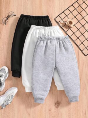 3pcs/Set Baby Boys' Casual Solid Color Pants For Spring And Autumn