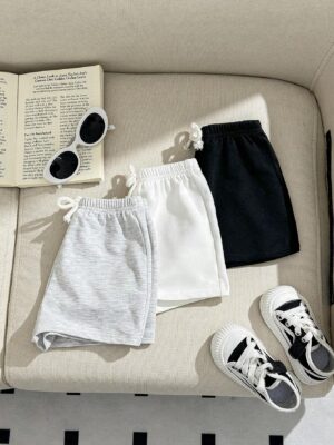 Baby Boy Decorative Woven Elastic Waist Sport Shorts 3pcs/Set