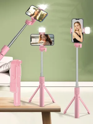 Bluetooth Selfie Stick Multi-Functional Tripod Selfie Stick With Remote Control, Fill Light, And Mobile Phone Holder For Live Streaming, Photography, Travel, Etc.