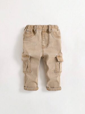Baby Boy New Style Khaki Workwear Pocket Streetwear Jeans