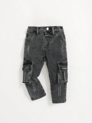 Baby Boy Cat Scratch Flap Pocket Side Cargo Jeans
