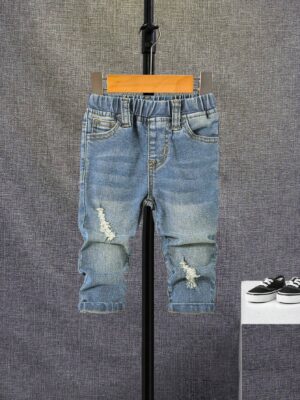Baby Boy Ripped Frayed Elastic Waist Jeans