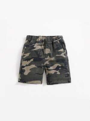 Baby Boy Soft & Comfortable Washed Camo Print Denim Shorts