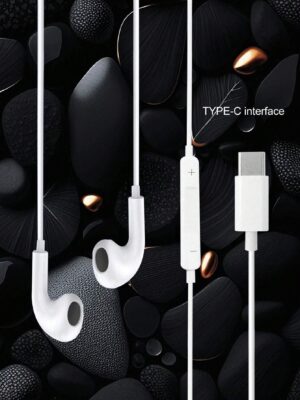 Wired Type-C In-Ear Headphones With Heavy Bass, Sound & Noise Reduction. Compatible With Type-C Interface Devices Such As Xiaomi, Vivo, Huawei, Etc.