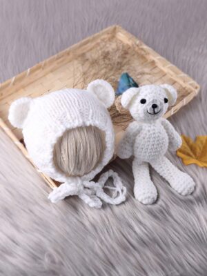 Baby Boy Newborn Photography 3D Ears Design Knit Hat & Toy