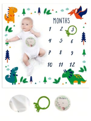 Newborn Baby Boy Photography Cartoon Graphic Blanket & 2pcs Accessories