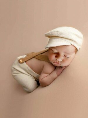 Newborn Baby Boy Photography Overall Jumpsuit & Hat