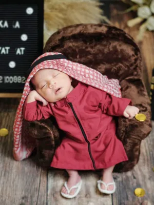 Newborn Baby Boy Photography Clothing, Baby Prince Costume With Plaid Robe And Headscarf Set