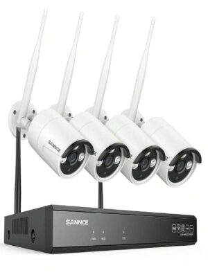 SANNCE 10CH 5MP Wireless NVR Security Camera System With 4Pcs 5MP Outdoor Indoor WiFi Cameras 100ft Night Vision H.264+ Smart Motion Alert AI Human Detection Waterproof Work...