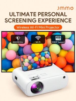 JMMO Projector,Wireless Wi-Fi Projector,Portable Projector With Full HD 1080P,Movie Projector Compatible With IOS/Android Phone/Tablet/Laptop/PC/USB Drive/DVD For...