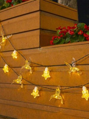 1pcs 23ft 30LEDLight 8 Pattern Solar Star Butterfly Hummingbird Light, Outdoor Decorative Solar String Lights, Patio Waterproof Lighting, Campervan, Gazebo, Girls Theme Room,...