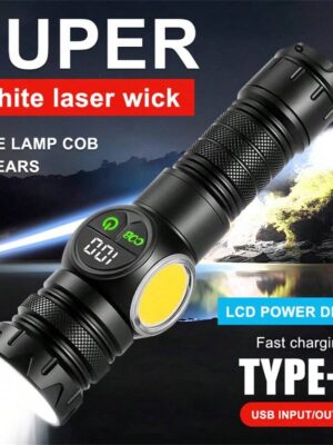 High-Power Super Bright LED Rechargeable Flashlight, Digital Battery Level Display, Ideal For Outdoor Camping,Tactical Hunting And Fishing
