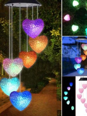 Solar Wind Chimes Lights LED Heart Color-Changing Yard Garden Night Lights Decor